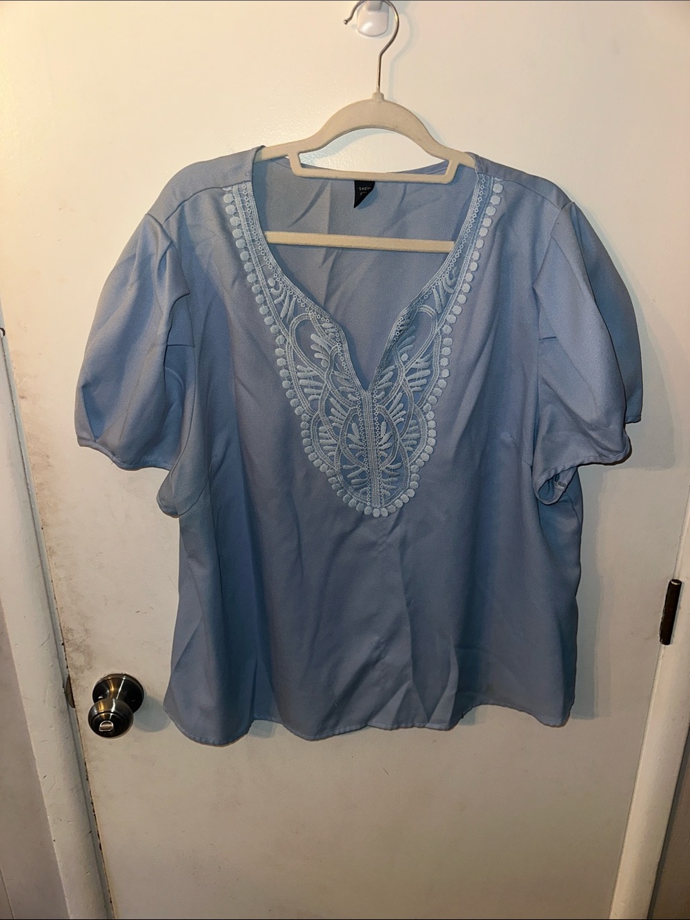 Light blue blouse!  Darling!